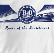 Baltimore & Ohio T Shirt Dieseliners WHITE Railroad T Shirt Train T Shirt B&O Museum T Shirt Dieseliners T Shirt