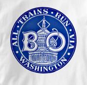 Baltimore & Ohio T Shirt Via Washington WHITE Railroad T Shirt Train T Shirt B&O Museum T Shirt Via Washington T Shirt